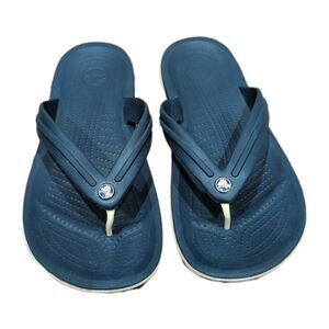CROCS Crocband Flip Navy Blue Thong Flip Flops with Logo Size 12 Mens